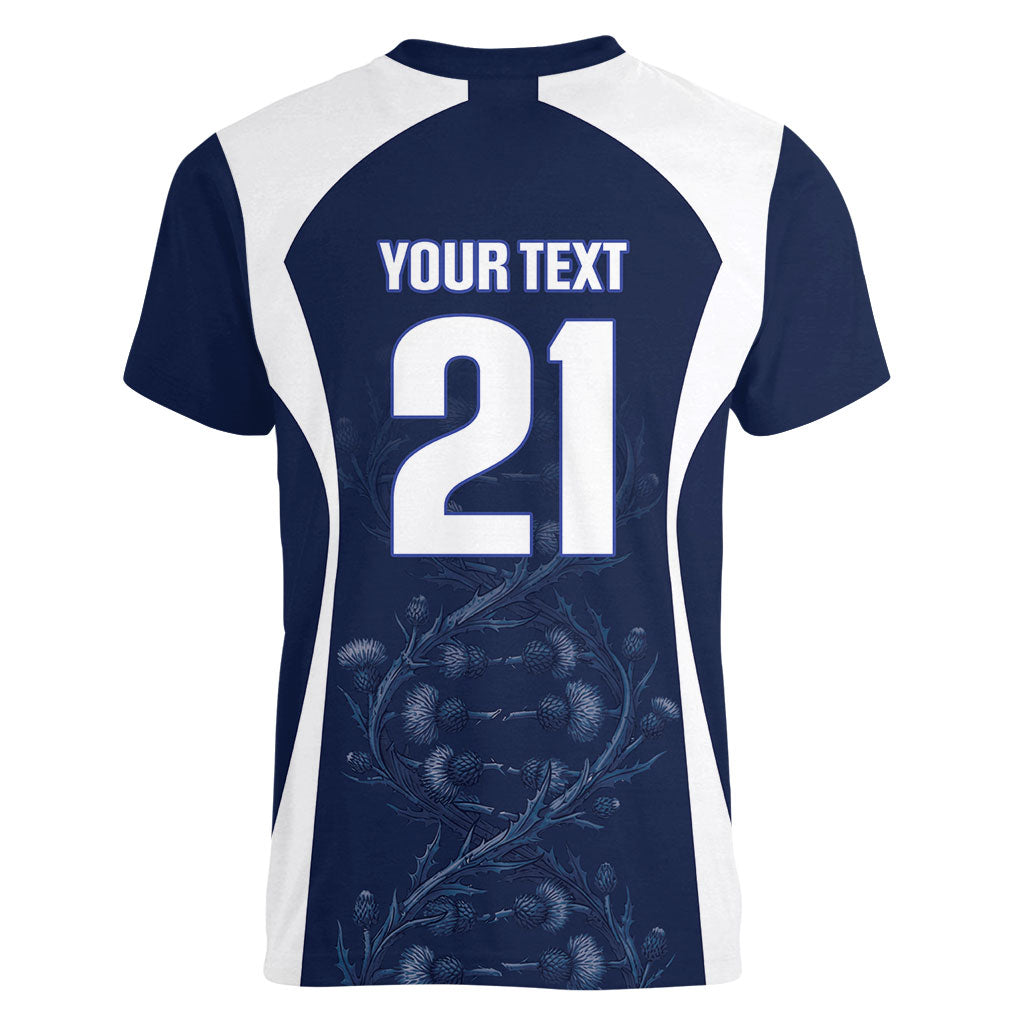 2026 Autumn Rugby Nations Scotland Custom Women V-Neck T-Shirt Scottish Thistle DNA Sporty