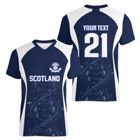 2026 Autumn Rugby Nations Scotland Custom Women V-Neck T-Shirt Scottish Thistle DNA Sporty