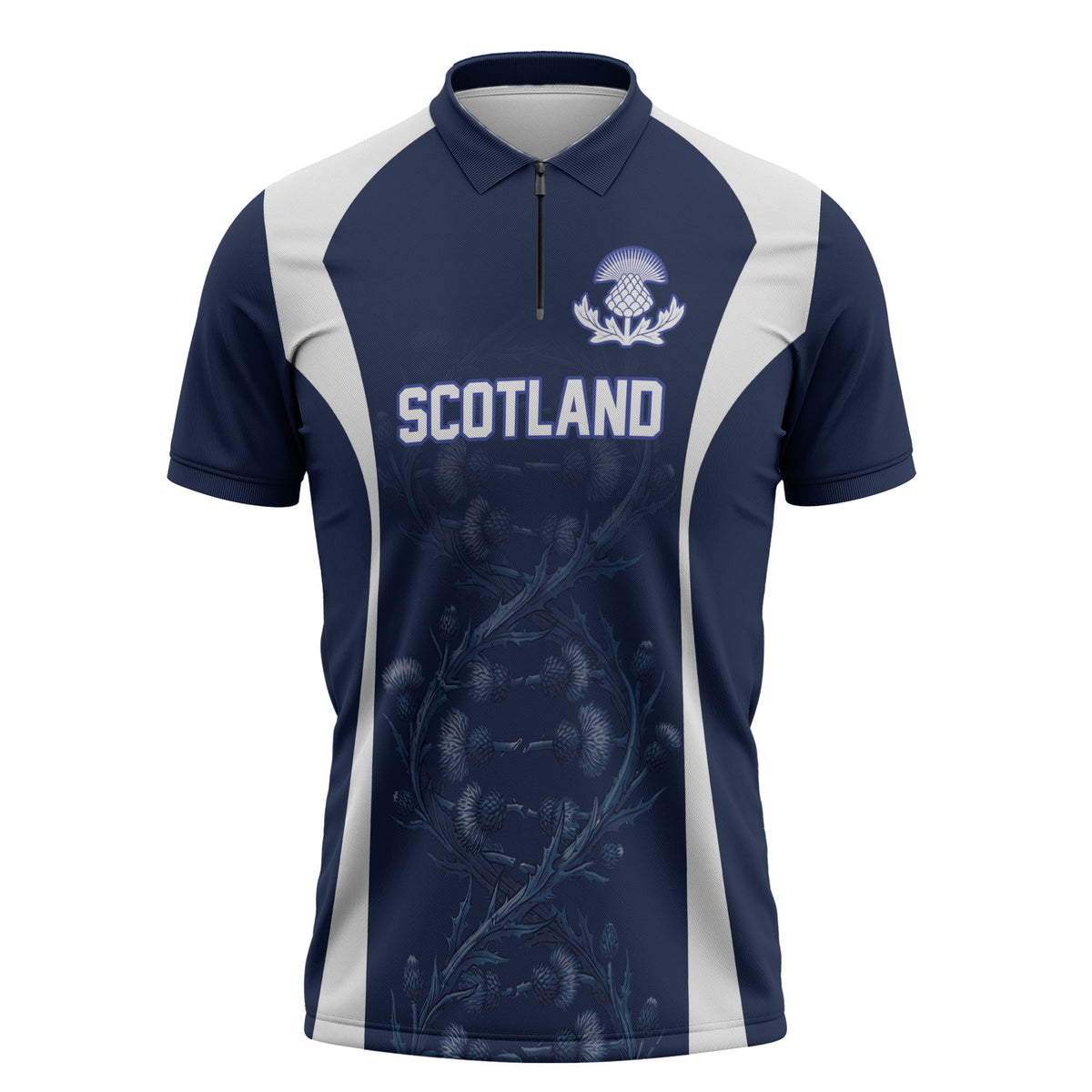 2026 Autumn Rugby Nations Scotland Custom Zipper Polo Shirt Scottish Thistle DNA Sporty