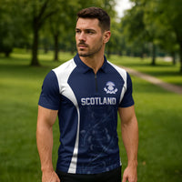 2026 Autumn Rugby Nations Scotland Custom Zipper Polo Shirt Scottish Thistle DNA Sporty
