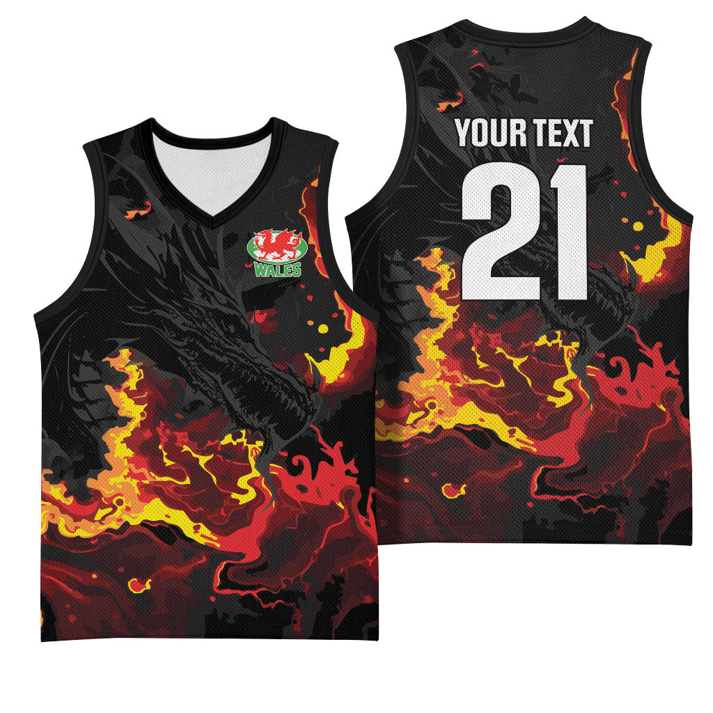 2026 Autumn Rugby Nations Wales Custom Basketball Jersey Black Cymru Welsh Dragon