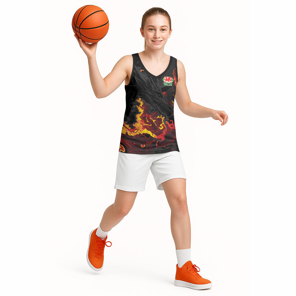 2026 Autumn Rugby Nations Wales Custom Basketball Jersey Black Cymru Welsh Dragon