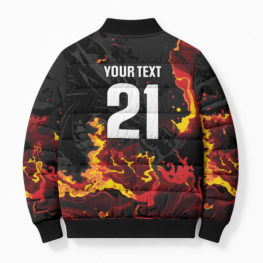 2026 Autumn Rugby Nations Wales Custom Bomber Puffer Jacket Black Cymru Welsh Dragon