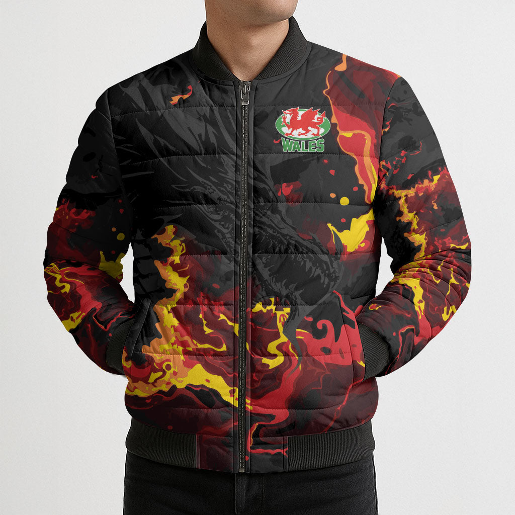 2026 Autumn Rugby Nations Wales Custom Bomber Puffer Jacket Black Cymru Welsh Dragon