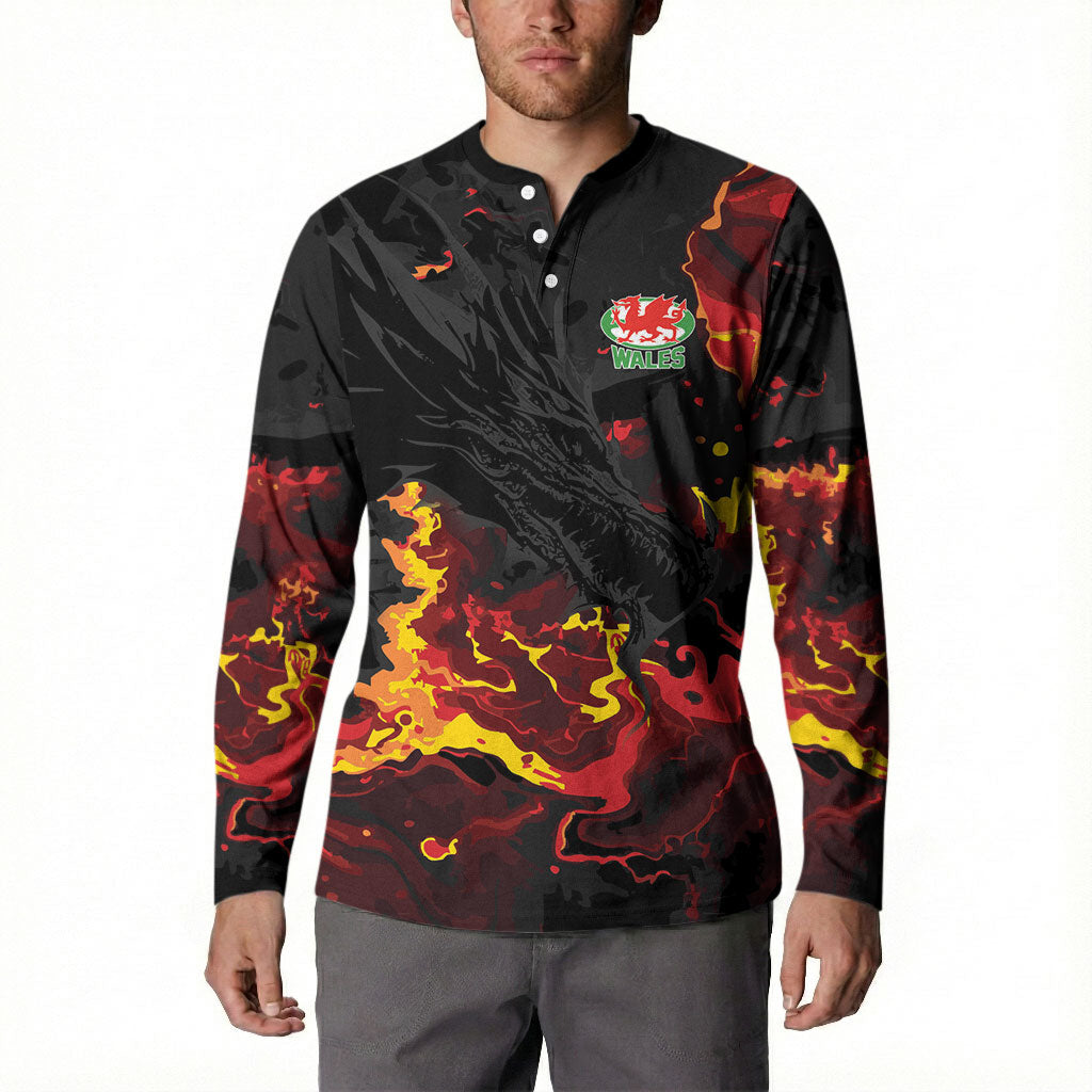 2026 Autumn Rugby Nations Wales Custom Button Sweatshirt Black Cymru Welsh Dragon