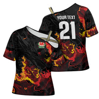 2026 Autumn Rugby Nations Wales Custom Cross Shoulder Shirt Black Cymru Welsh Dragon