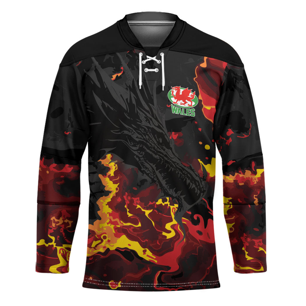 2026 Autumn Rugby Nations Wales Custom Hockey Jersey Black Cymru Welsh Dragon