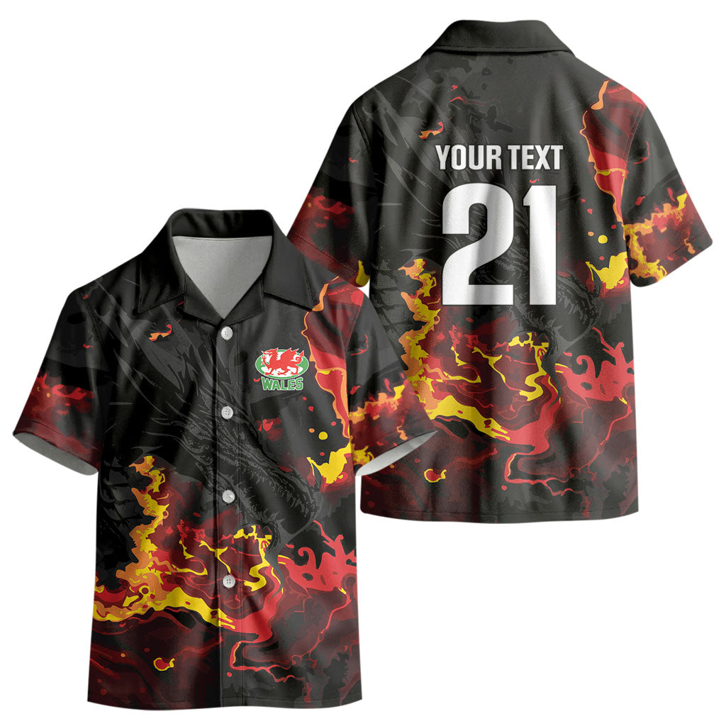 2026 Autumn Rugby Nations Wales Custom Kid Hawaiian Shirt Black Cymru Welsh Dragon
