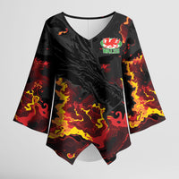 2026 Autumn Rugby Nations Wales Custom Kimono Sleeve Blouse Black Cymru Welsh Dragon