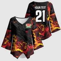 2026 Autumn Rugby Nations Wales Custom Kimono Sleeve Blouse Black Cymru Welsh Dragon