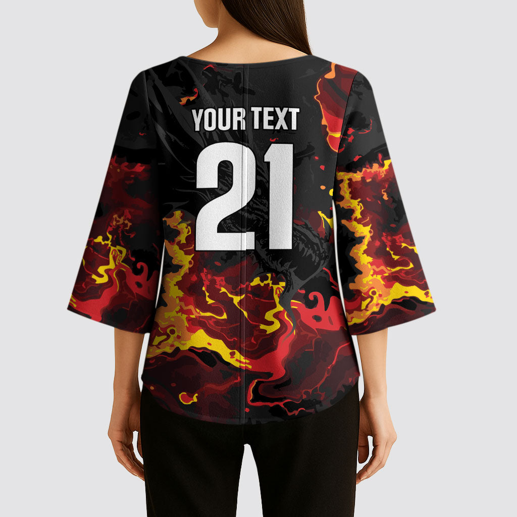 2026 Autumn Rugby Nations Wales Custom Kimono Sleeve Blouse Black Cymru Welsh Dragon