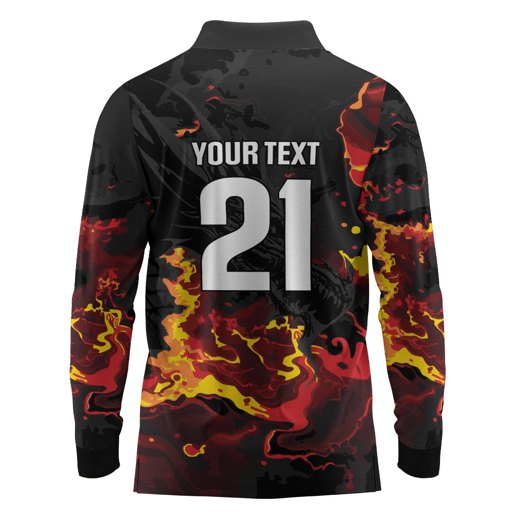 2026 Autumn Rugby Nations Wales Custom Long Sleeve Polo Shirt Black Cymru Welsh Dragon