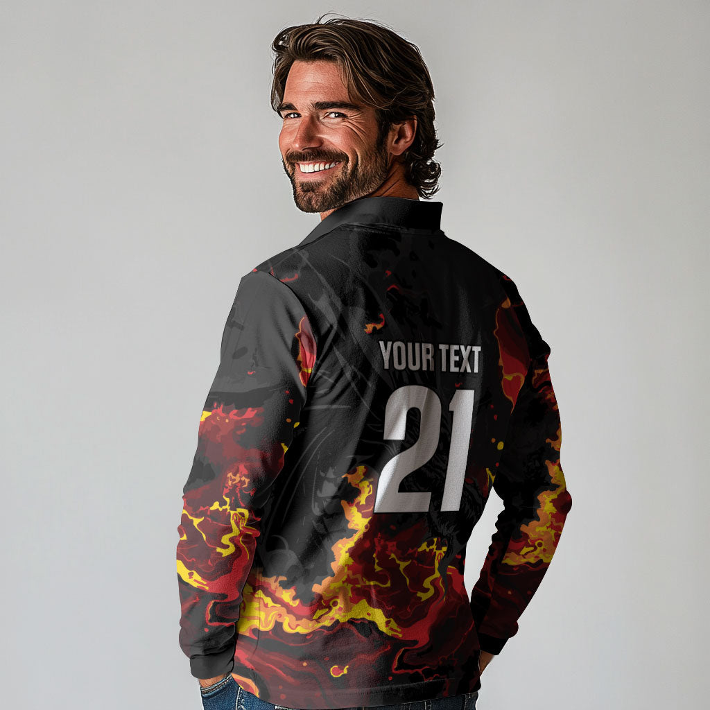 2026 Autumn Rugby Nations Wales Custom Long Sleeve Polo Shirt Black Cymru Welsh Dragon
