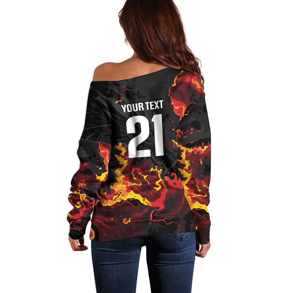 2026 Autumn Rugby Nations Wales Custom Off Shoulder Sweater Black Cymru Welsh Dragon