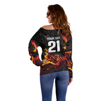 2026 Autumn Rugby Nations Wales Custom Off Shoulder Sweater Black Cymru Welsh Dragon