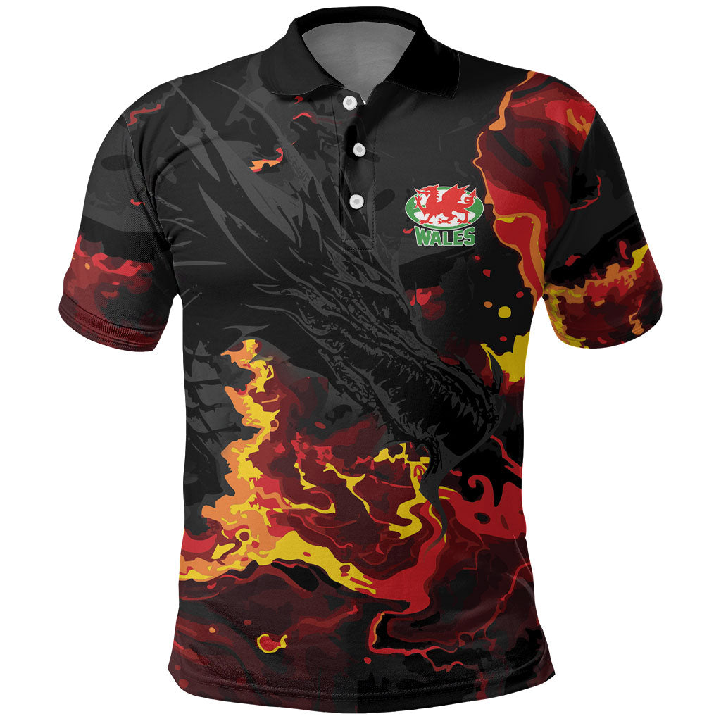 2026 Autumn Rugby Nations Wales Custom Polo Shirt Black Cymru Welsh Dragon