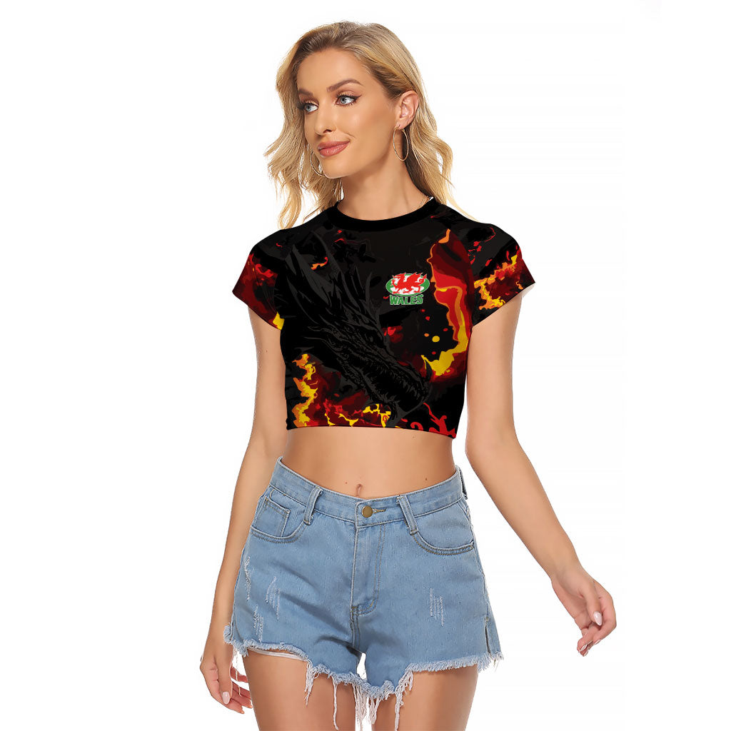 2026 Autumn Rugby Nations Wales Custom Raglan Cropped T Shirt Black Cymru Welsh Dragon