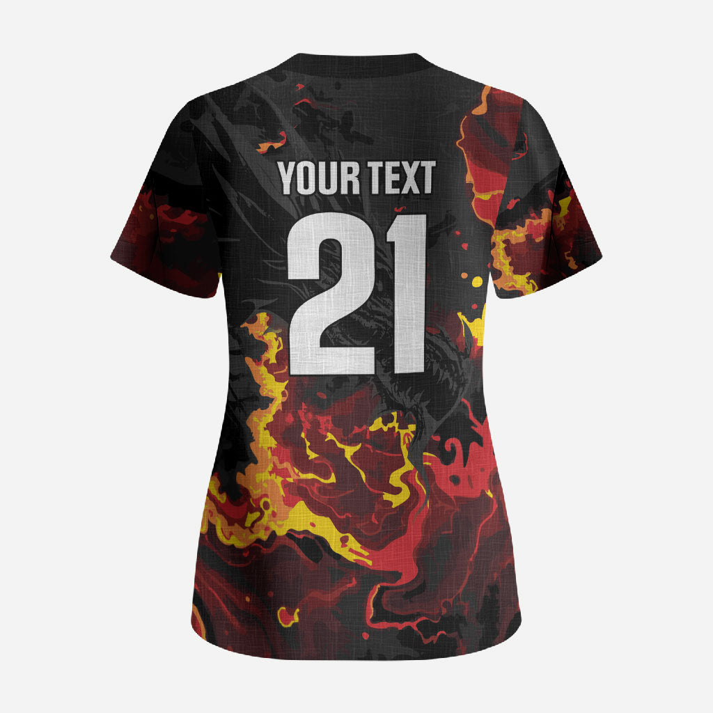 2026 Autumn Rugby Nations Wales Custom Scrub Top Black Cymru Welsh Dragon