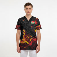 2026 Autumn Rugby Nations Wales Custom Scrub Top Black Cymru Welsh Dragon