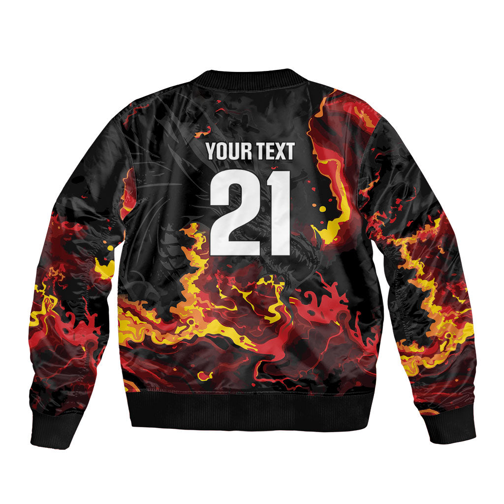 2026 Autumn Rugby Nations Wales Custom Sleeve Zip Bomber Jacket Black Cymru Welsh Dragon