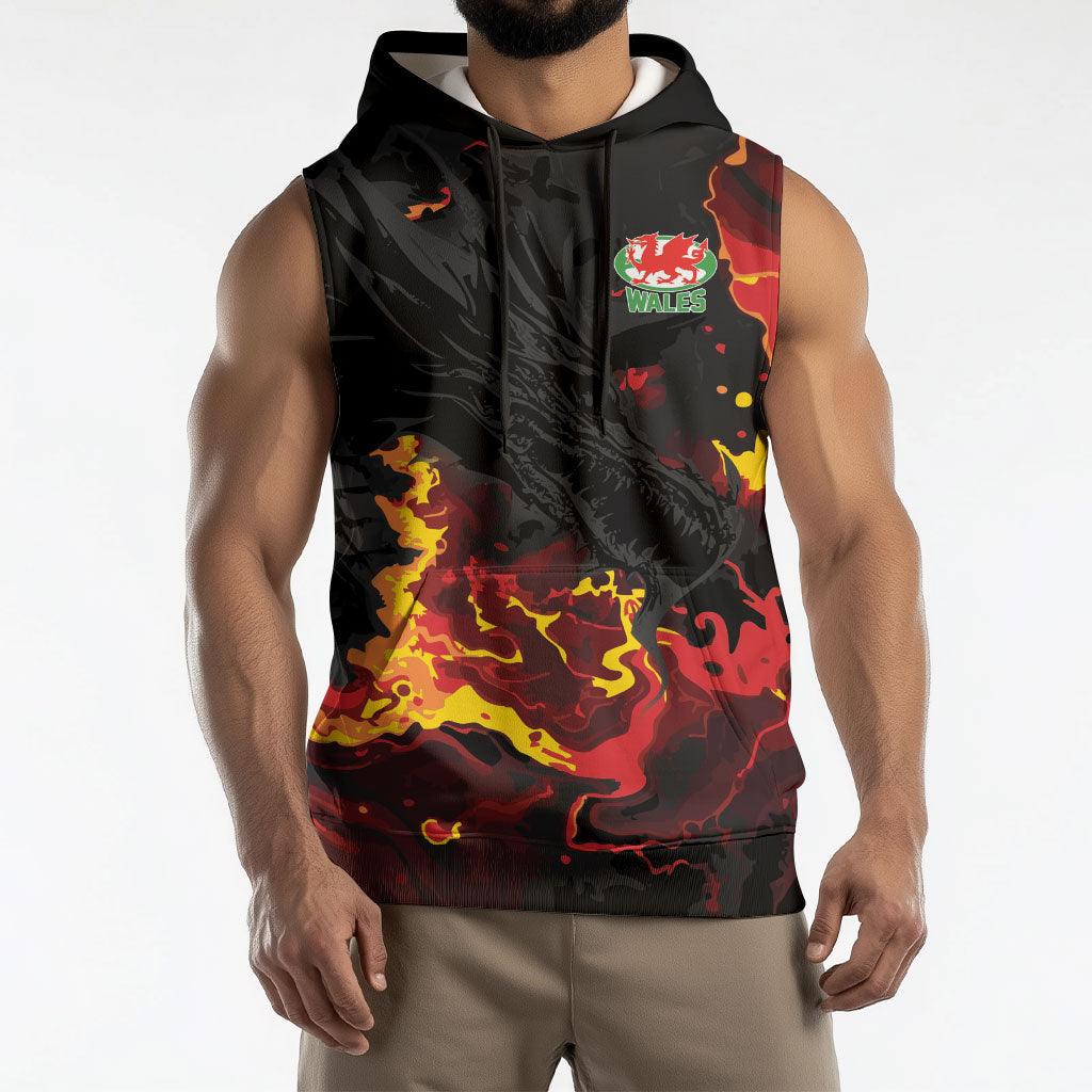 2026 Autumn Rugby Nations Wales Custom Sleeveless Hoodie Black Cymru Welsh Dragon