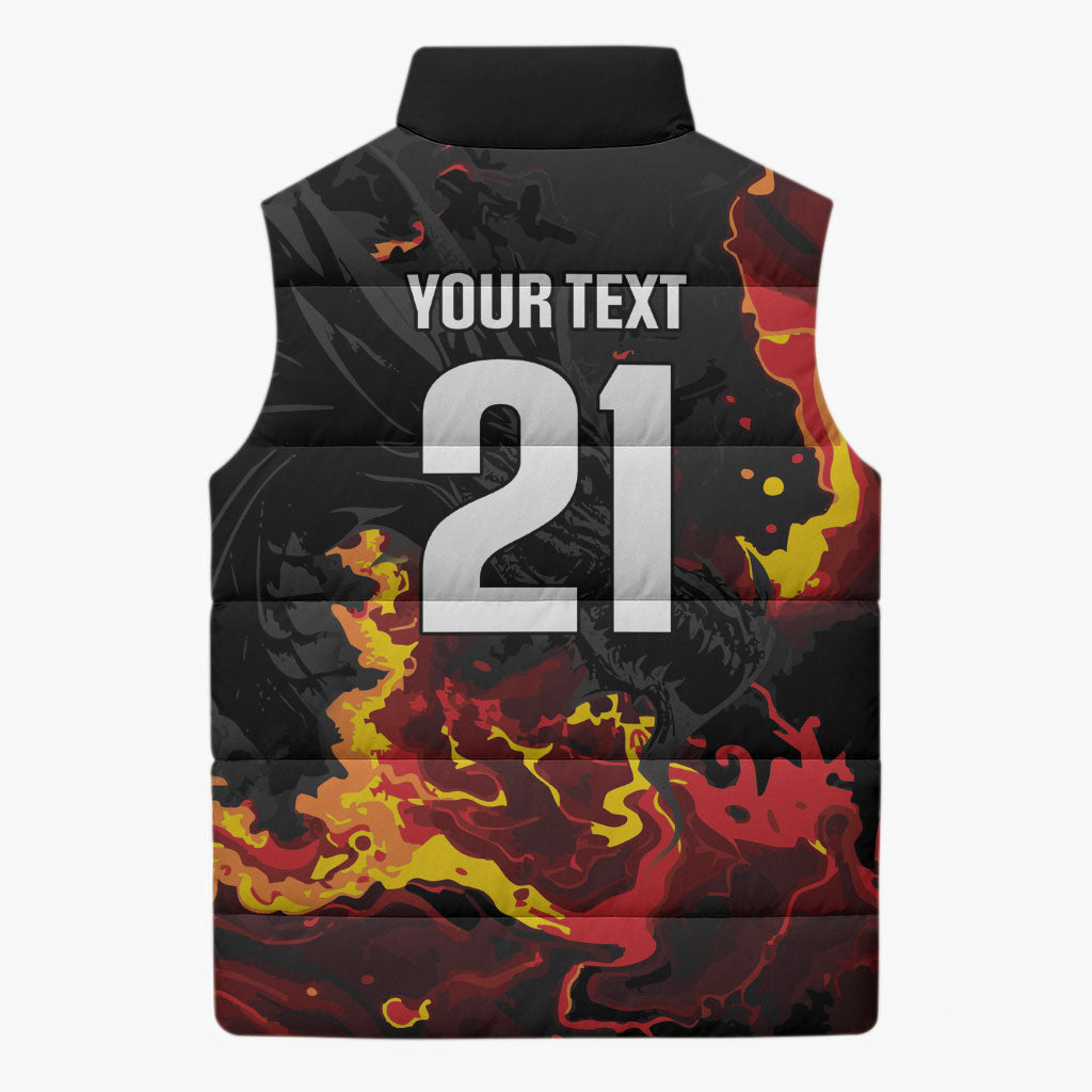 2026 Autumn Rugby Nations Wales Custom Sleeveless Puffer Jacket Black Cymru Welsh Dragon