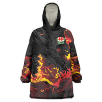 2026 Autumn Rugby Nations Wales Custom Wearable Blanket Hoodie Black Cymru Welsh Dragon