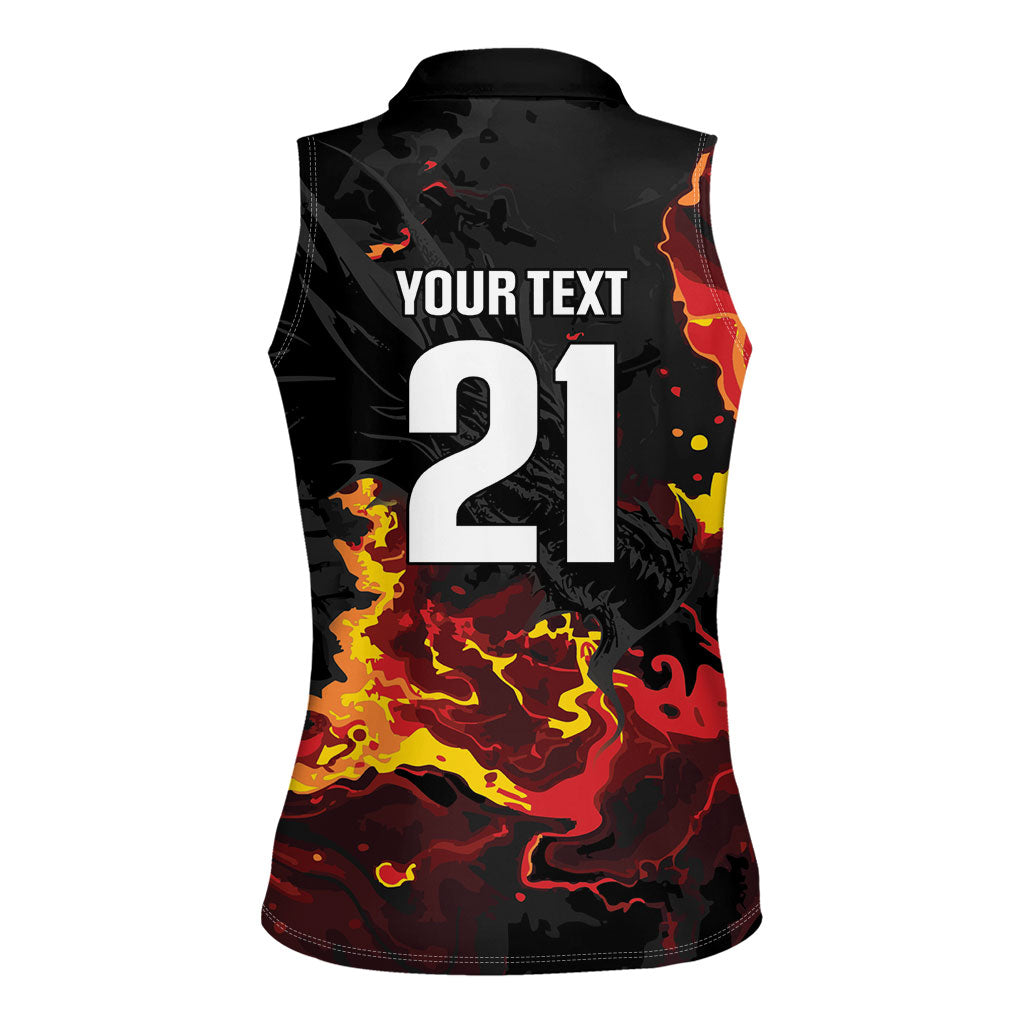 2026 Autumn Rugby Nations Wales Custom Women Sleeveless Polo Shirt Black Cymru Welsh Dragon