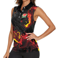 2026 Autumn Rugby Nations Wales Custom Women Sleeveless Polo Shirt Black Cymru Welsh Dragon