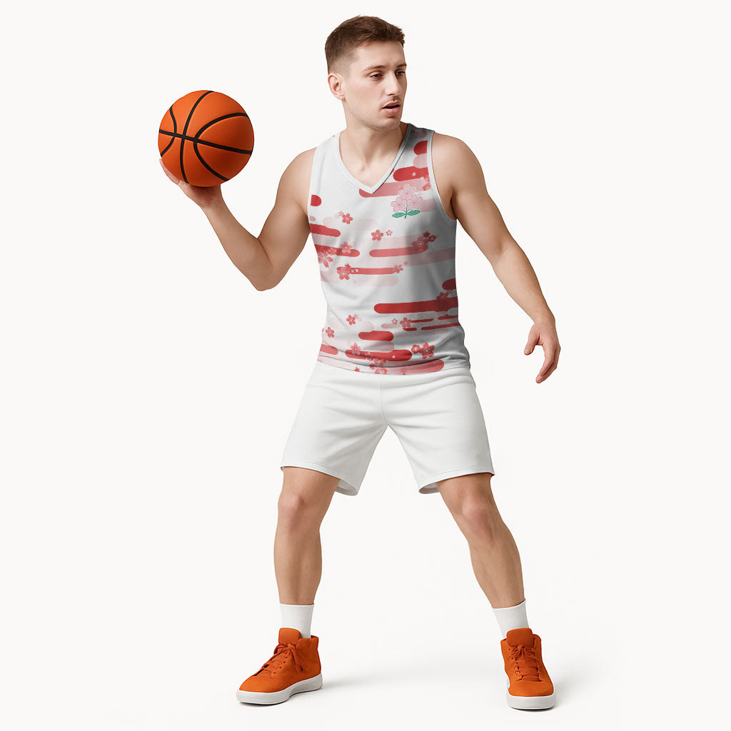 2026 Autumn Rugby Nations Japan Custom Basketball Jersey White Sakura Japanese Asanoha Seigaiha