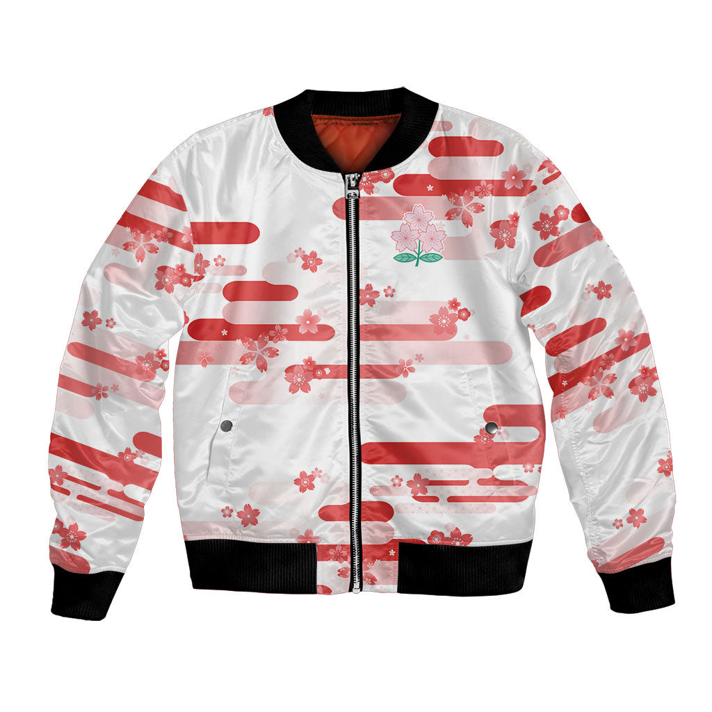 2026 Autumn Rugby Nations Japan Custom Bomber Jacket White Sakura Japanese Asanoha Seigaiha