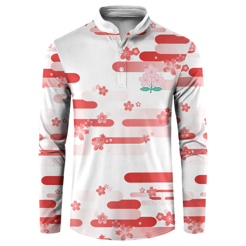 2026 Autumn Rugby Nations Japan Custom Button Sweatshirt White Sakura Japanese Asanoha Seigaiha