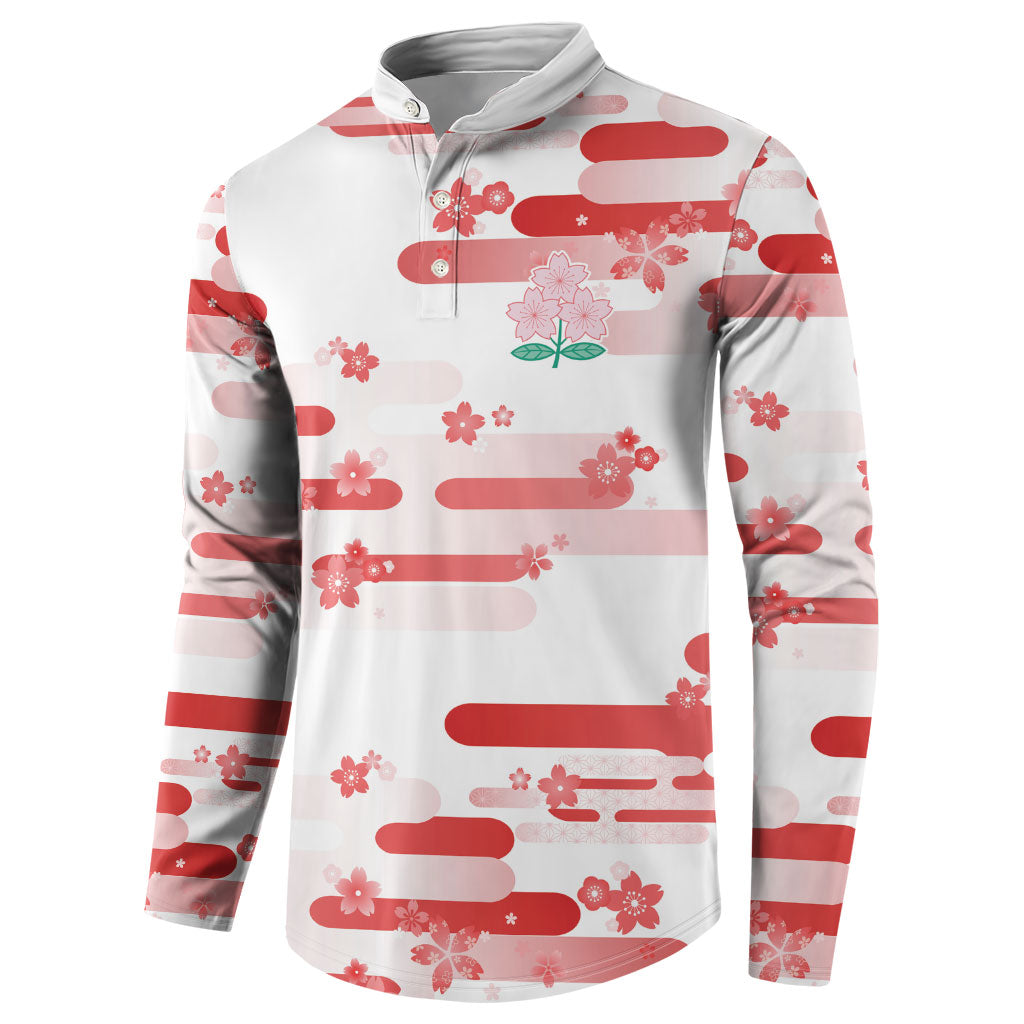 2026 Autumn Rugby Nations Japan Custom Button Sweatshirt White Sakura Japanese Asanoha Seigaiha