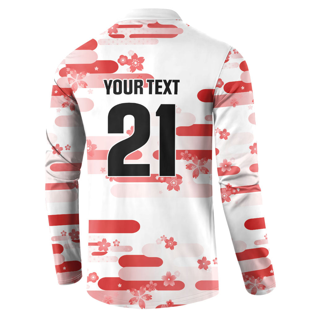 2026 Autumn Rugby Nations Japan Custom Button Sweatshirt White Sakura Japanese Asanoha Seigaiha
