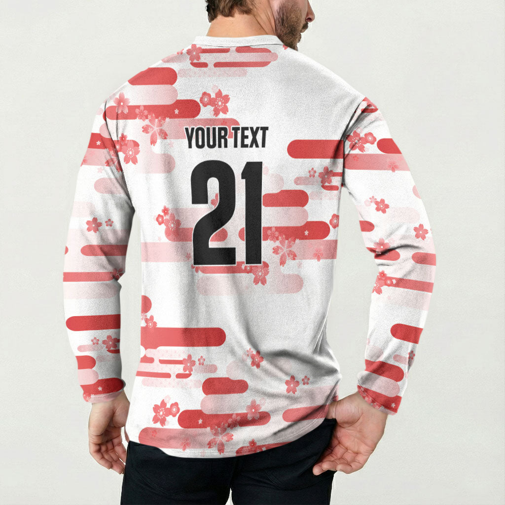 2026 Autumn Rugby Nations Japan Custom Button Sweatshirt White Sakura Japanese Asanoha Seigaiha