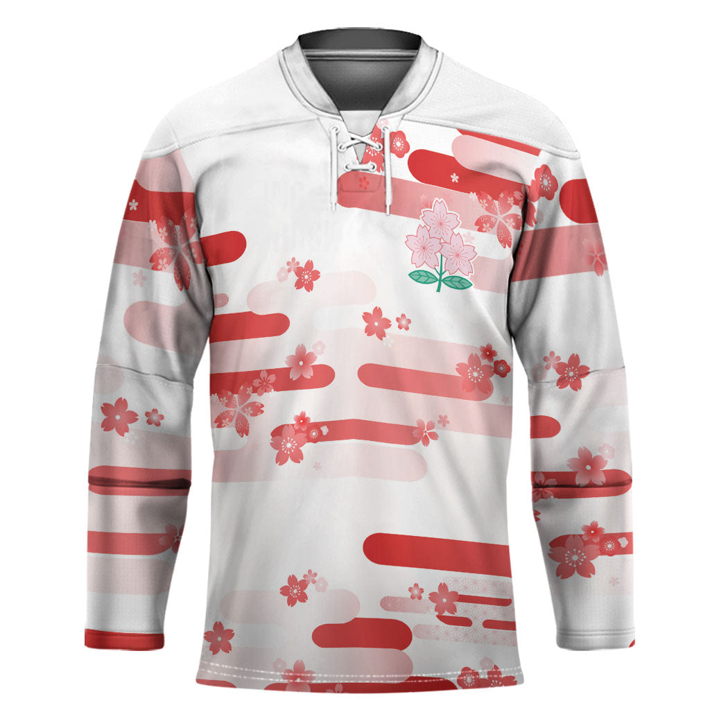2026 Autumn Rugby Nations Japan Custom Hockey Jersey White Sakura Japanese Asanoha Seigaiha