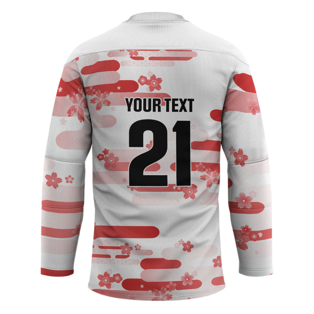 2026 Autumn Rugby Nations Japan Custom Hockey Jersey White Sakura Japanese Asanoha Seigaiha