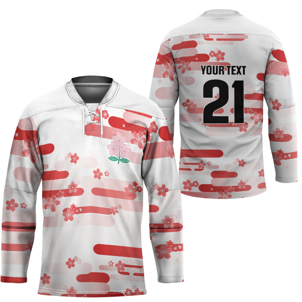 2026 Autumn Rugby Nations Japan Custom Hockey Jersey White Sakura Japanese Asanoha Seigaiha