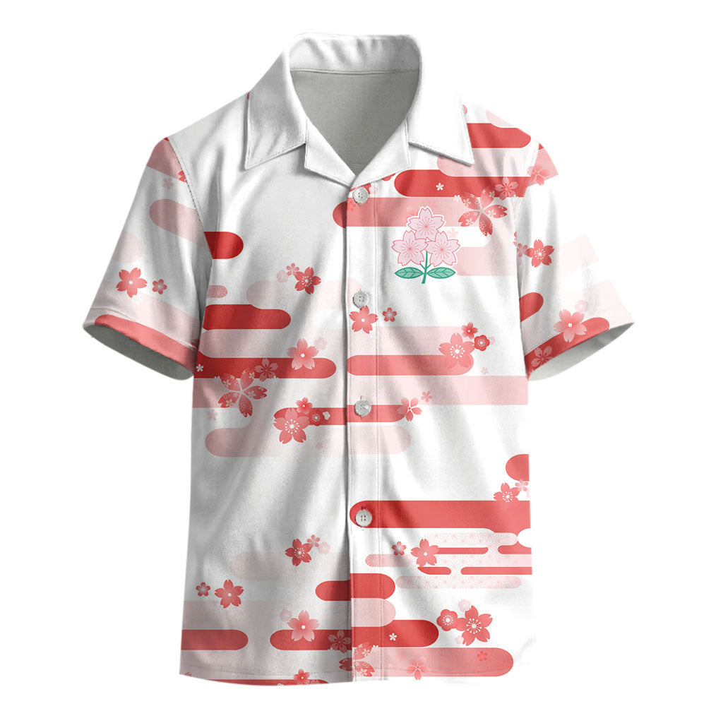 2026 Autumn Rugby Nations Japan Custom Kid Hawaiian Shirt White Sakura Japanese Asanoha Seigaiha
