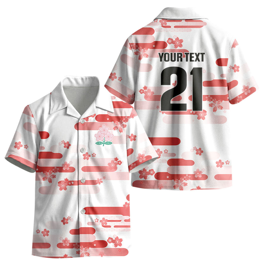 2026 Autumn Rugby Nations Japan Custom Kid Hawaiian Shirt White Sakura Japanese Asanoha Seigaiha
