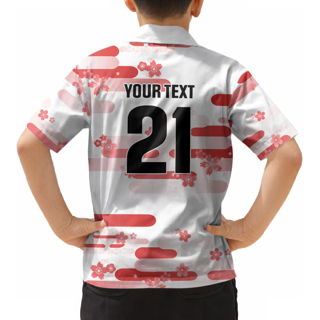 2026 Autumn Rugby Nations Japan Custom Kid Hawaiian Shirt White Sakura Japanese Asanoha Seigaiha