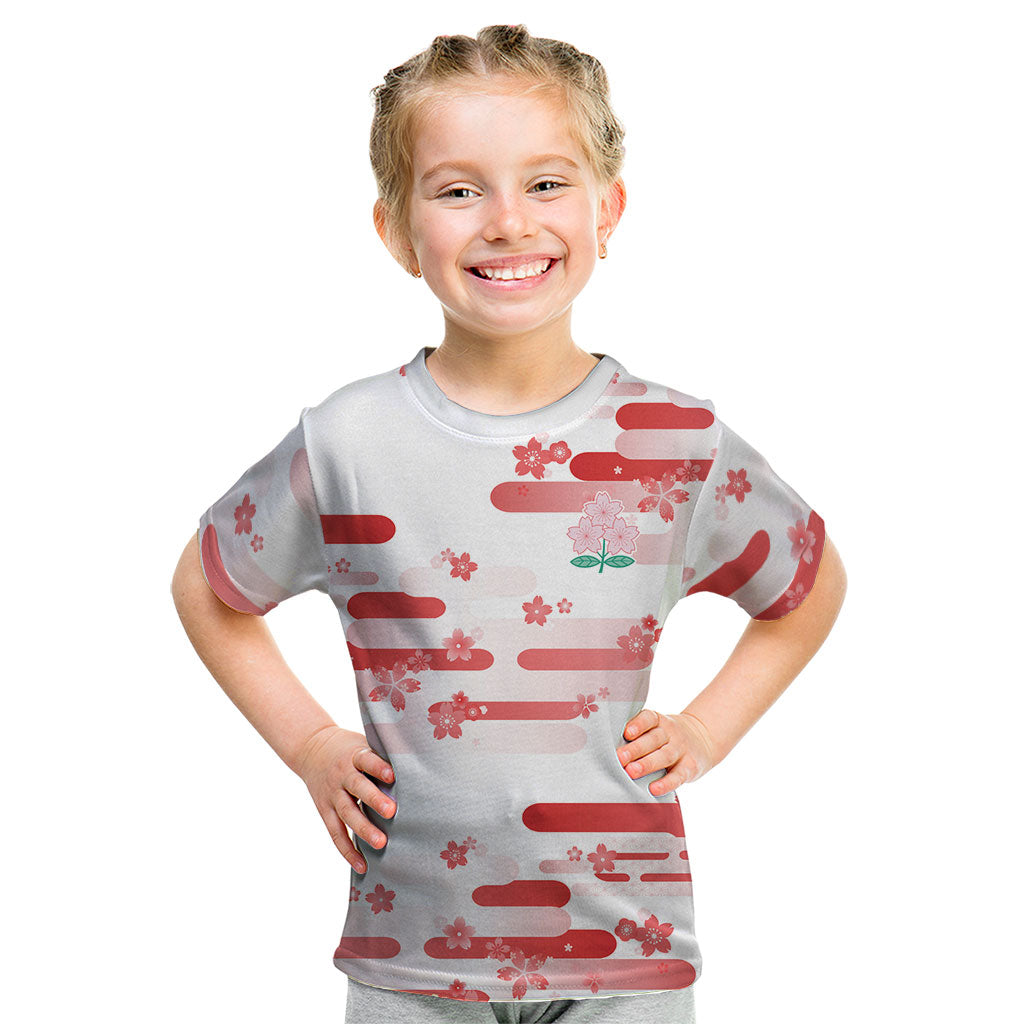 2026 Autumn Rugby Nations Japan Custom Kid T Shirt White Sakura Japanese Asanoha Seigaiha