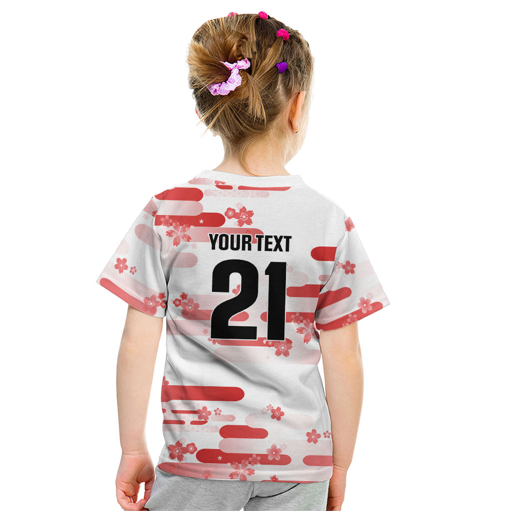 2026 Autumn Rugby Nations Japan Custom Kid T Shirt White Sakura Japanese Asanoha Seigaiha
