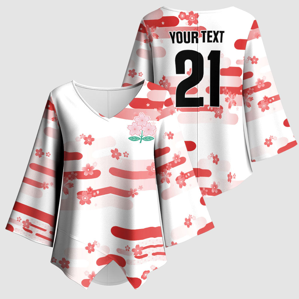 2026 Autumn Rugby Nations Japan Custom Kimono Sleeve Blouse White Sakura Japanese Asanoha Seigaiha