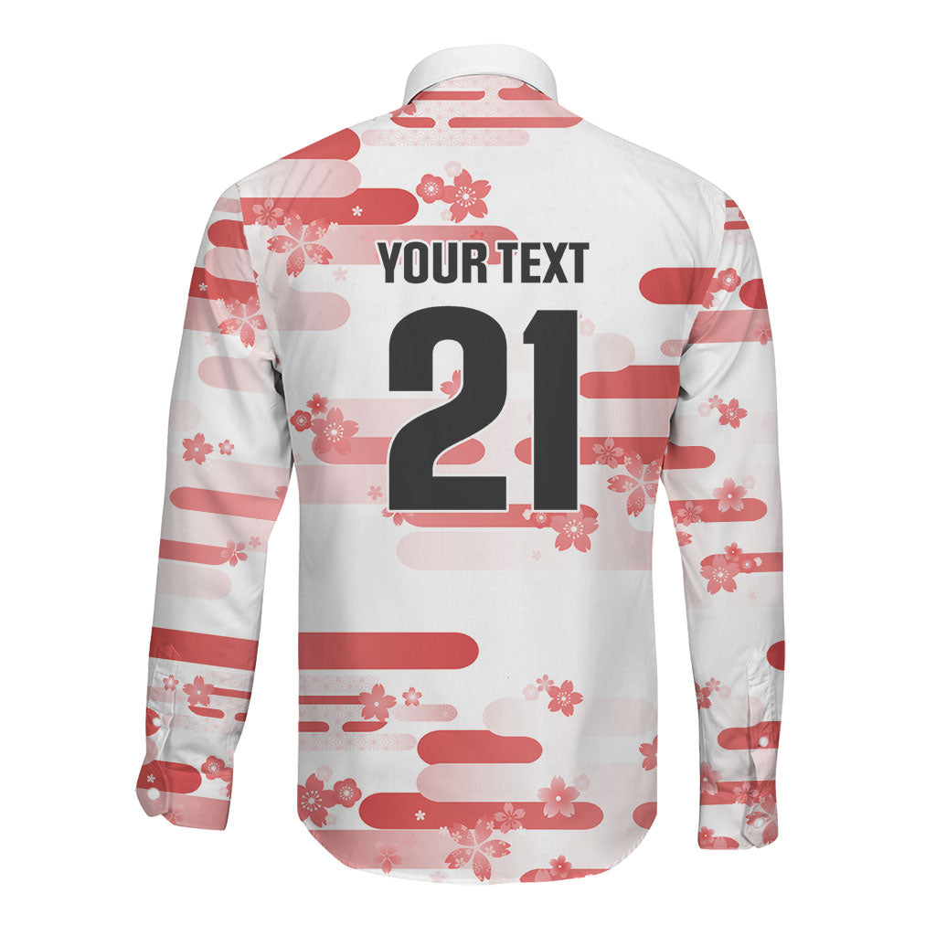 2026 Autumn Rugby Nations Japan Custom Long Sleeve Button Shirt White Sakura Japanese Asanoha Seigaiha