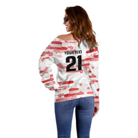 2026 Autumn Rugby Nations Japan Custom Off Shoulder Sweater White Sakura Japanese Asanoha Seigaiha
