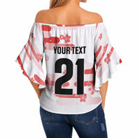 2026 Autumn Rugby Nations Japan Custom Off Shoulder Wrap Waist Top White Sakura Japanese Asanoha Seigaiha