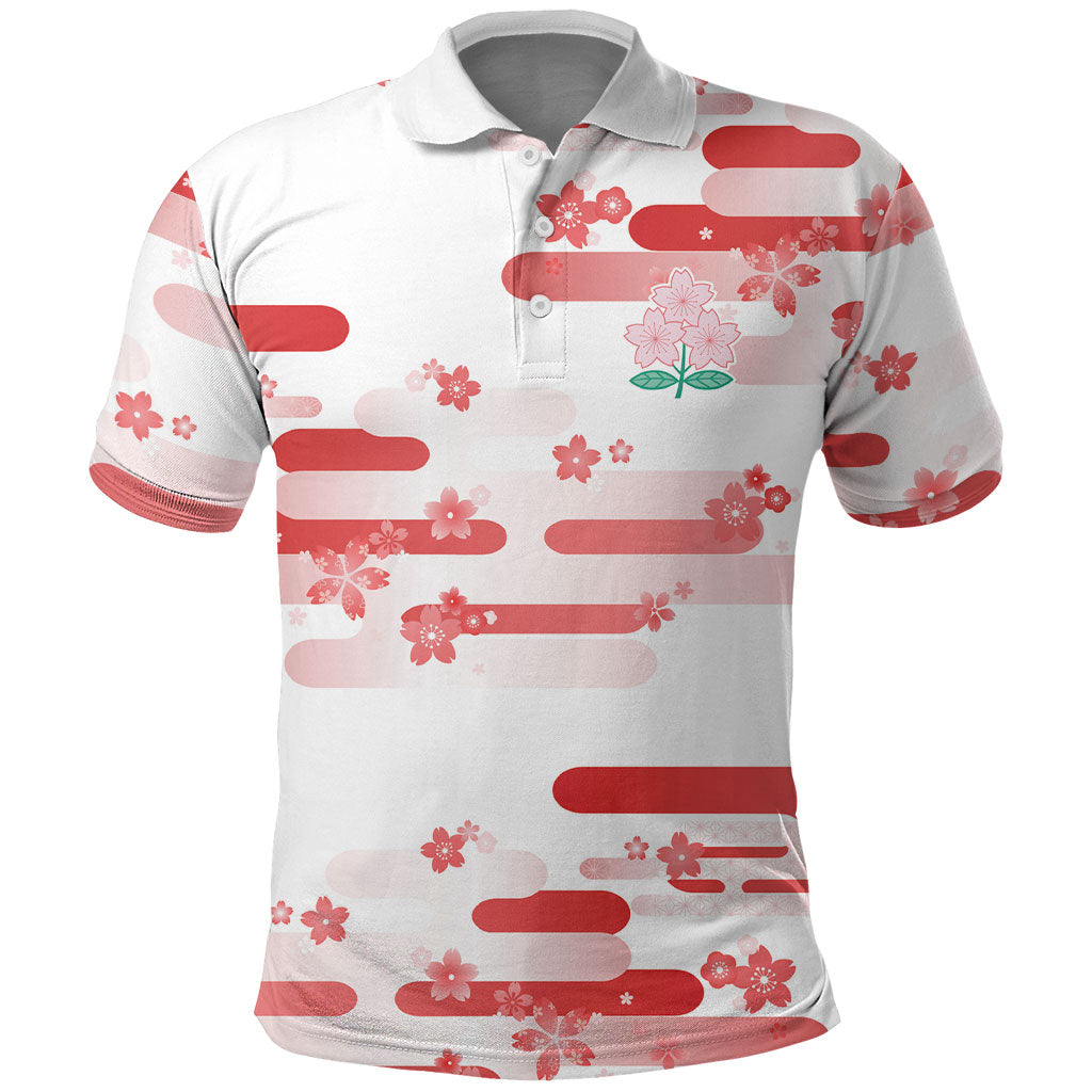 2026 Autumn Rugby Nations Japan Custom Polo Shirt White Sakura Japanese Asanoha Seigaiha