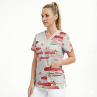 2026 Autumn Rugby Nations Japan Custom Scrub Top White Sakura Japanese Asanoha Seigaiha