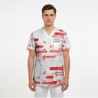 2026 Autumn Rugby Nations Japan Custom Scrub Top White Sakura Japanese Asanoha Seigaiha